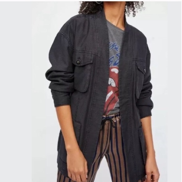 Free People In our nature utility wrap jacket in charcoal washed